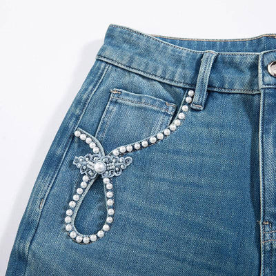 Phoenix-Embroidered Sequin Tapered Ankle Jeans