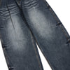 Washed Whiskers Barrel-Leg Denim Pants