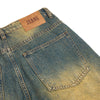 Vintage Washed Pleated Knee Cargo Jeans