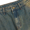 Vintage Washed Pleated Knee Cargo Jeans