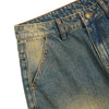 Vintage Washed Pleated Knee Cargo Jeans