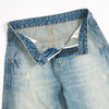 Washed Distressed Barrel-Leg Jeans