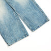 Washed Distressed Barrel-Leg Jeans