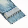 Washed Distressed Barrel-Leg Jeans