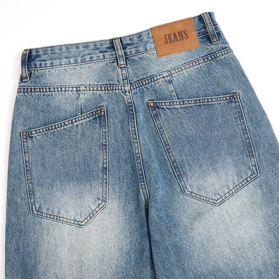 Blue Baggy Front Seam Jeans