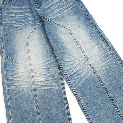 Blue Baggy Front Seam Jeans