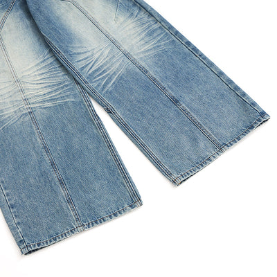 Blue Baggy Front Seam Jeans