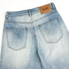 Light Blue Pleated Barrel-Leg Jeans