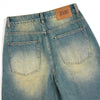 Vintage Washed Pleated Knee Jeans