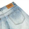 Light Blue Pleated Barrel-Leg Jeans