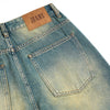 Vintage Washed Pleated Knee Jeans