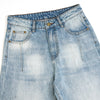 Light Blue Pleated Barrel-Leg Jeans