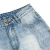 Light Blue Pleated Barrel-Leg Jeans