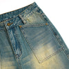 Vintage Washed Pleated Knee Jeans