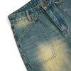 Vintage Washed Pleated Knee Jeans