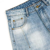 Light Blue Pleated Barrel-Leg Jeans