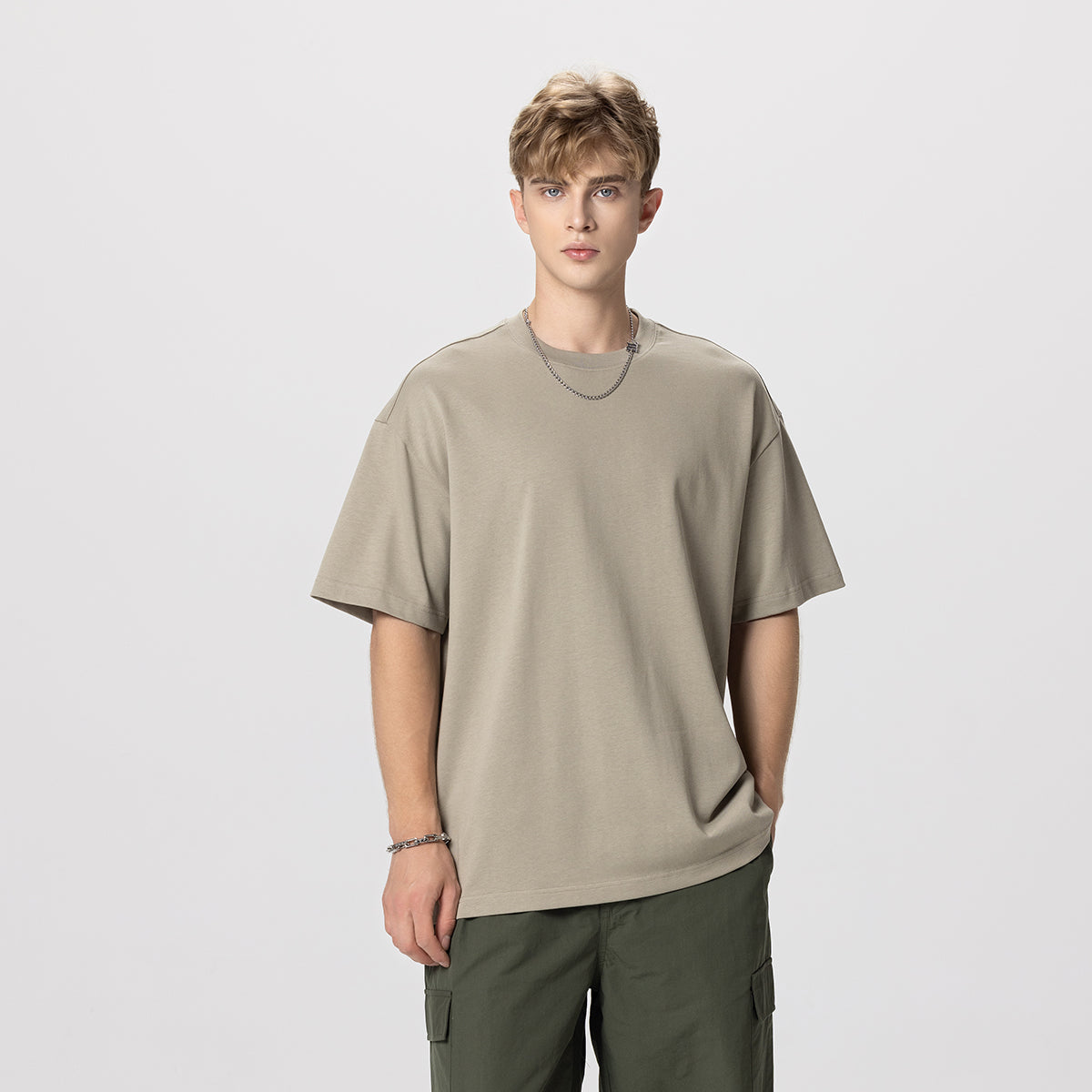 Heavyweight Solid Color Baggy Cotton Tee 305gsm Crew Neck Tee - INNBLAC ...