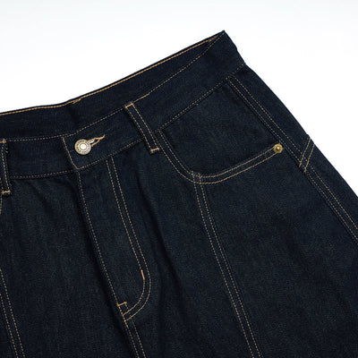 Barrel-Leg Selvedge Denim Capri Pants