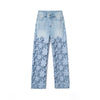 Embroidered Cut-Out Pearl Rhinestone Ankle Jeans