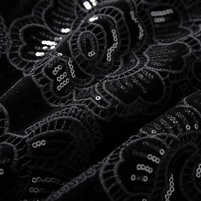 Patchwork Floral-Embroidered Sequined Bootcut Jeans