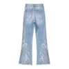 Lightweight Embroidered Cut-Out Bootcut Jeans