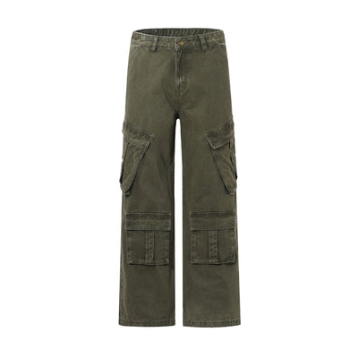 Vintage Washed Baggy Cargo Pants-INNBLAC