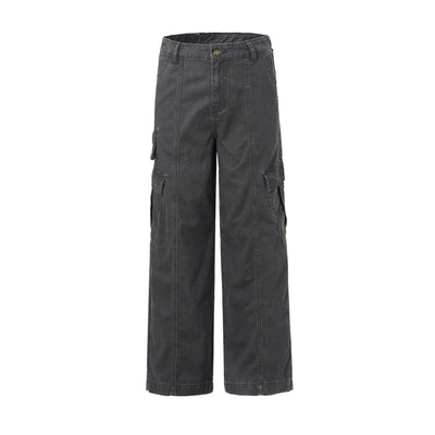 Front Seam Baggy Cargo Pants-INNBLAC