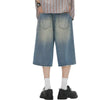 Distressed Wide-Leg Cropped Denim Jeans