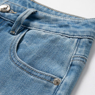 Organza Patchwork Floral-Embroidered Bootcut Jeans