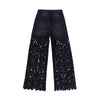Floral-Embroidered Cut-Out Wide-Leg Jeans