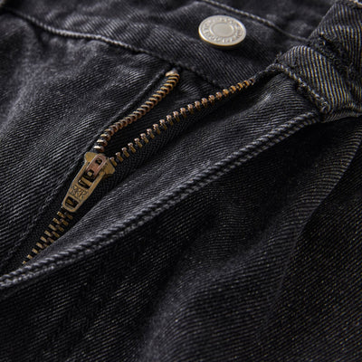 Washed Straight Leg Cargo Jeans-INNBLAC