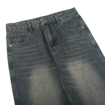 Washed Whiskers Straight Leg Jeans-INNBLAC