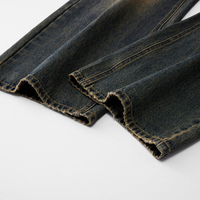 Vintage Wash Whiskers Baggy Jeans-INNBLAC