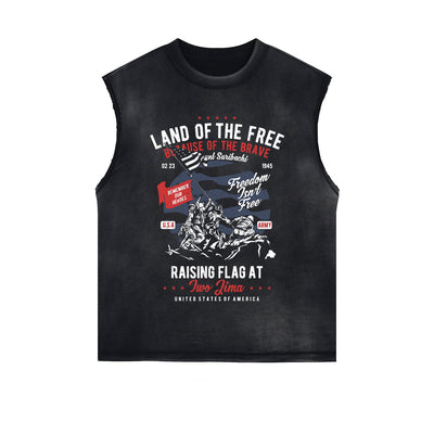 Land Of The Free Graphic Sleeveless Faded Tee-INNBLAC