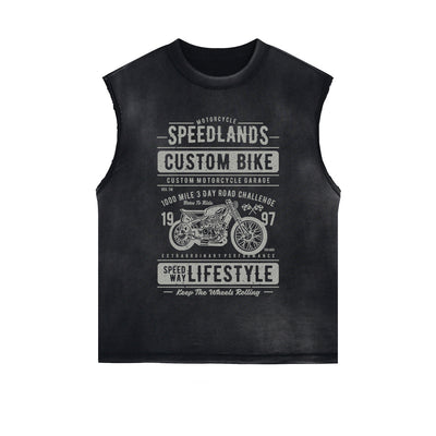 Speedlands Custom Bike Graphic Sleeveless Faded Tee-INNBLAC