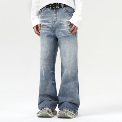 Baggy Washed Wrinkles Jeans-INNBLAC