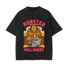 Monster Pumpkin Graphic Washed Tee-INNBLAC