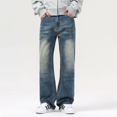 Heavy Wash Whiskers Bootcut Jeans-INNBLAC