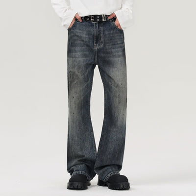 Ink Splatter Whiskers Bootcut Jeans-INNBLAC