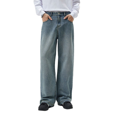 Men's Wide Leg Denim Trousers-INNBLAC