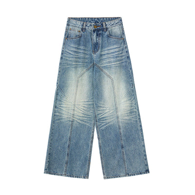 Blue Baggy Front Seam Jeans