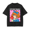 Cute But Deadly Graphic Washed Tee-INNBLAC