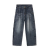 Washed Whiskers Barrel-Leg Denim Pants