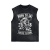 Born To Ski Retro Graphic Sleeveless Faded Tee-INNBLAC