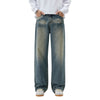 Washed Straight Leg Denim Pants-INNBLAC