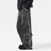 Gray Denim Wrinkles Cargo Pants-INNBLAC