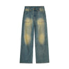 Vintage Washed Pleated Knee Jeans