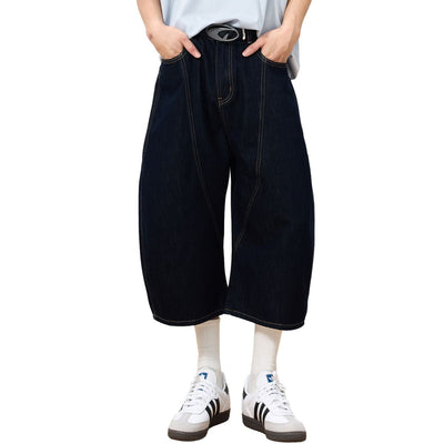 Barrel-Leg Selvedge Denim Capri Pants