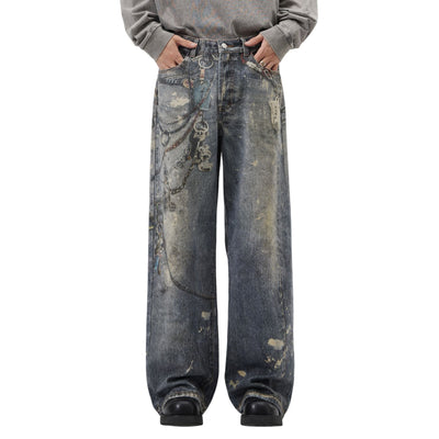 Street Digital Print Jeans-INNBLAC