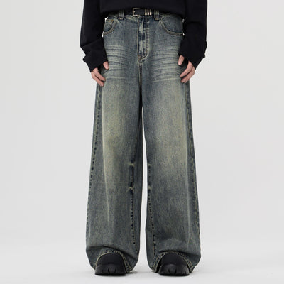 Whiskers Faded Straight Leg Jeans-INNBLAC